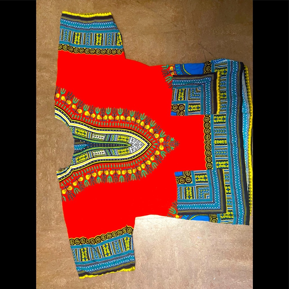 Orange colorful dashiki 100% cotton LARGE